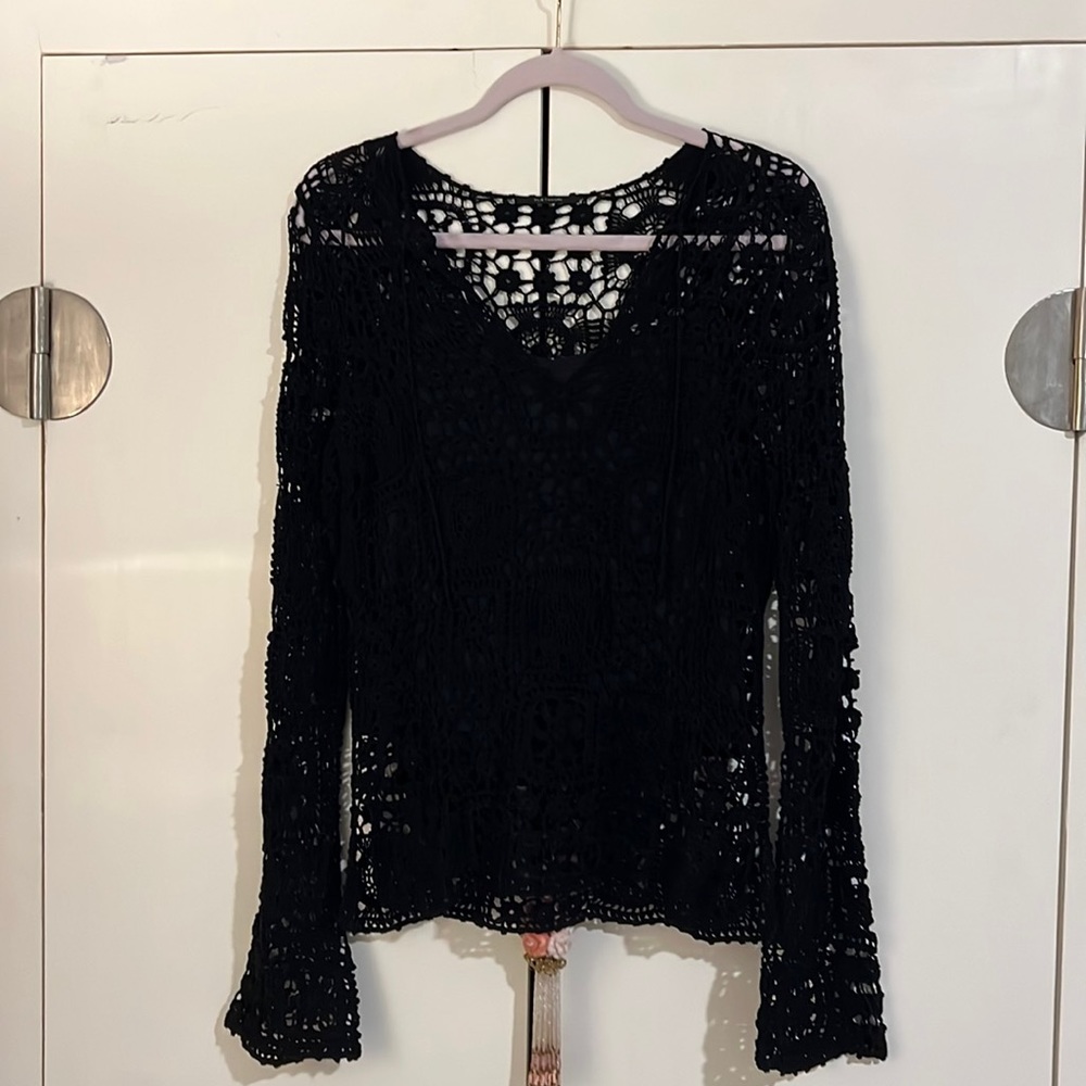Elie Tahari Black Crochet Top